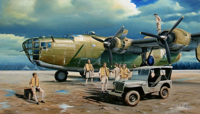 B-24 Liberator Mk III matrícula "N" BZ 844 El Rompeculos del 355 Squadron RAF SEAC, comandado por el argentino Robin Frederick Houston en la India durante la II Guerra Mundial.