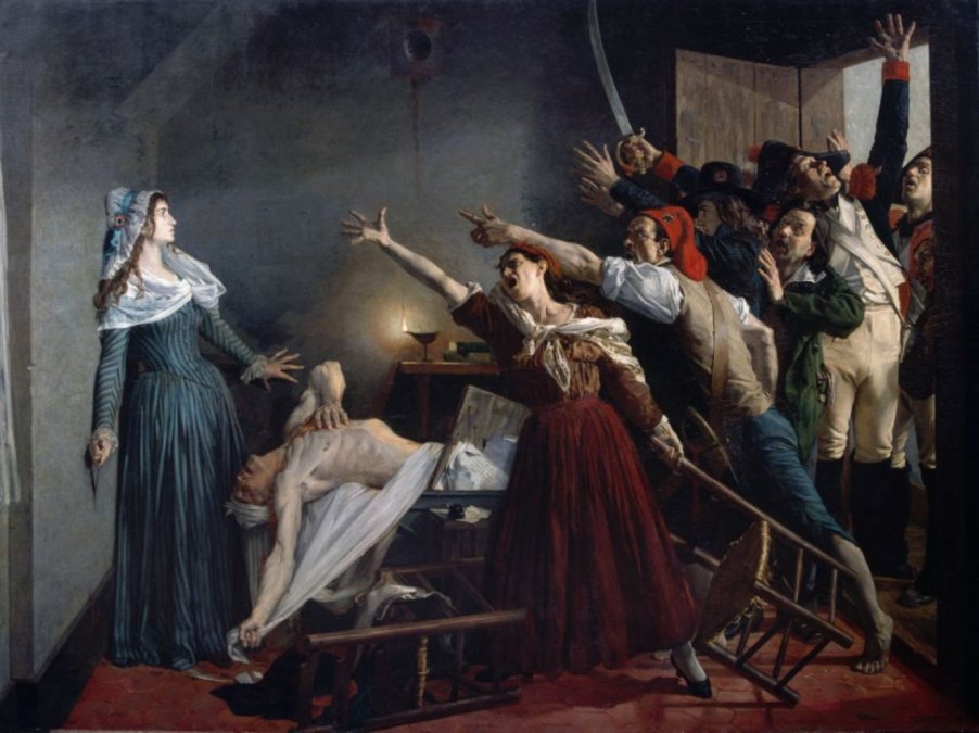 <i></noscript>El asesinato de Marat</i> – Jean-Joseph Weerts (1880).</p>
<p>“></p>
<p style=