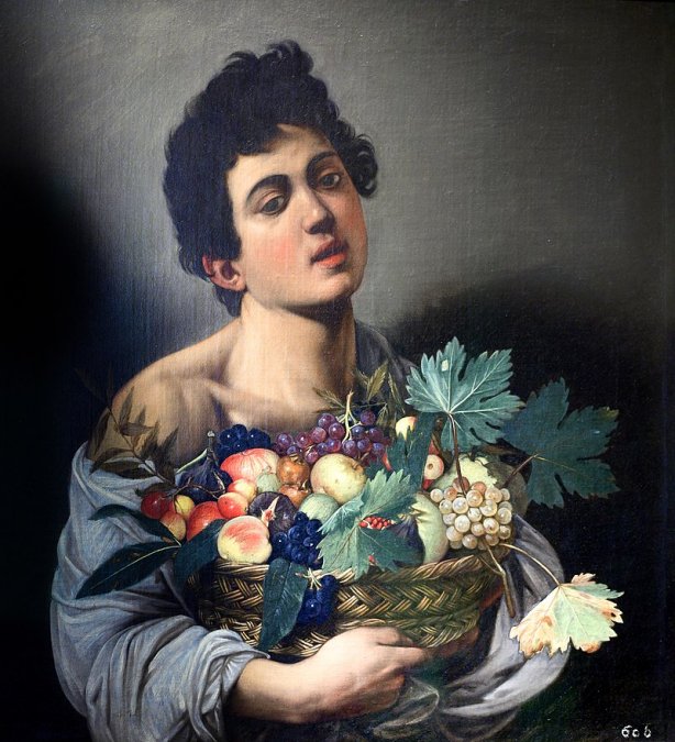 <i>Niño con un cesto de frutas</i> (1593) – Galería Borghese, Roma.</p>
<p>“></p></div>
<div id=