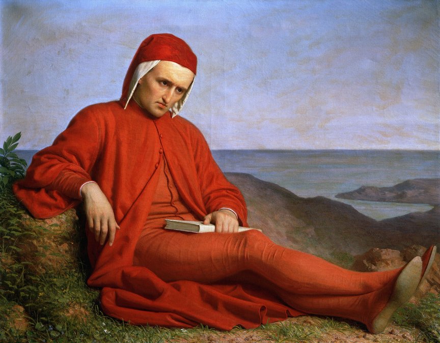 Dante en el exilio (circa 1860) - Óleo atribuido a Domenico Peterlini.
