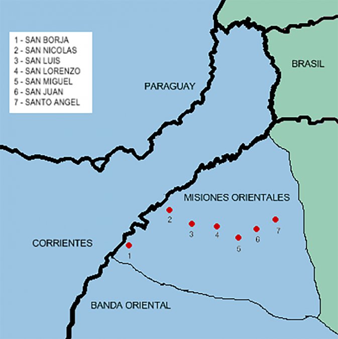 Los siete pueblos de las Misiones Orientales.