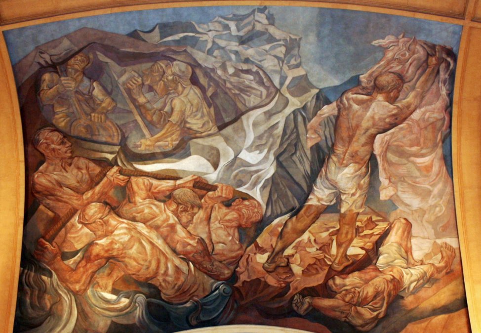 Detalle sección Spilimbergo en la cúpula de las Galerías Pacífico.