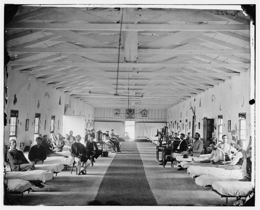 Pacientes en el Armory Square Hospital de Washington (1865).