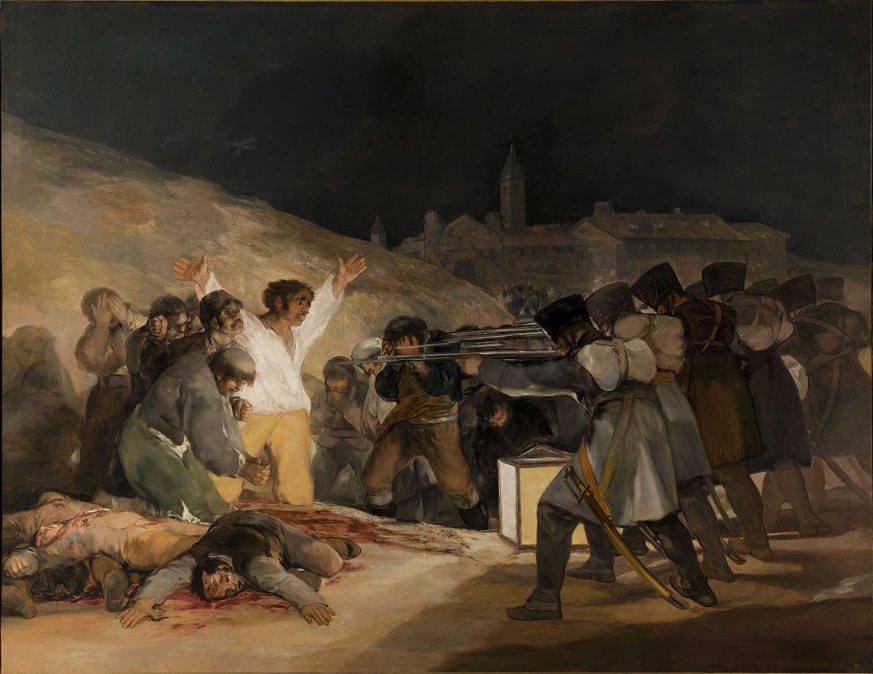         Los fusilamientos en la montaña del Príncipe Pío o Los fusilamientos del 3 de Mayo • Francisco de Goya • 1814 • Museo del Prado, Madrid, España.