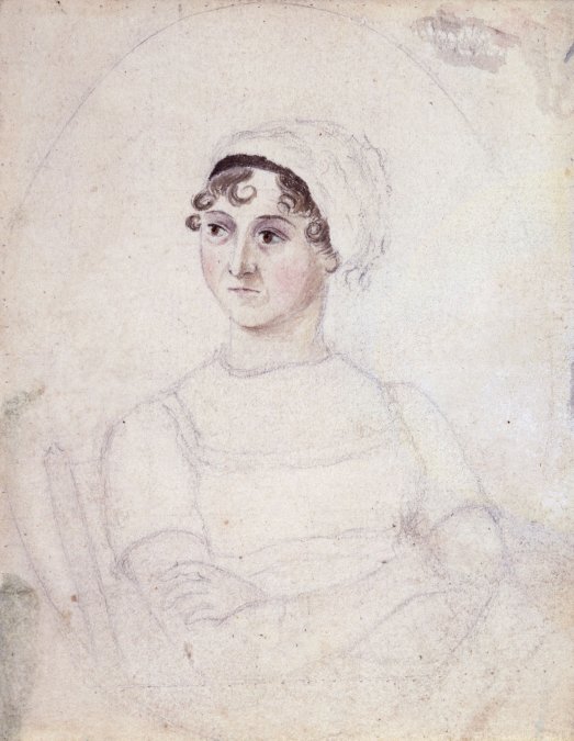 Único retrato conocido de Jane Austen hecho por su hermana Cassandra alrededor de 1810.
