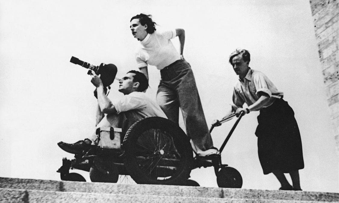 Riefenstahl en el rodaje de Olympia.