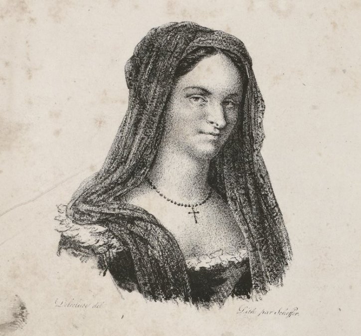 Retrato de la falsa Clara Gazul, sospechosamente parecida a Mérimée.