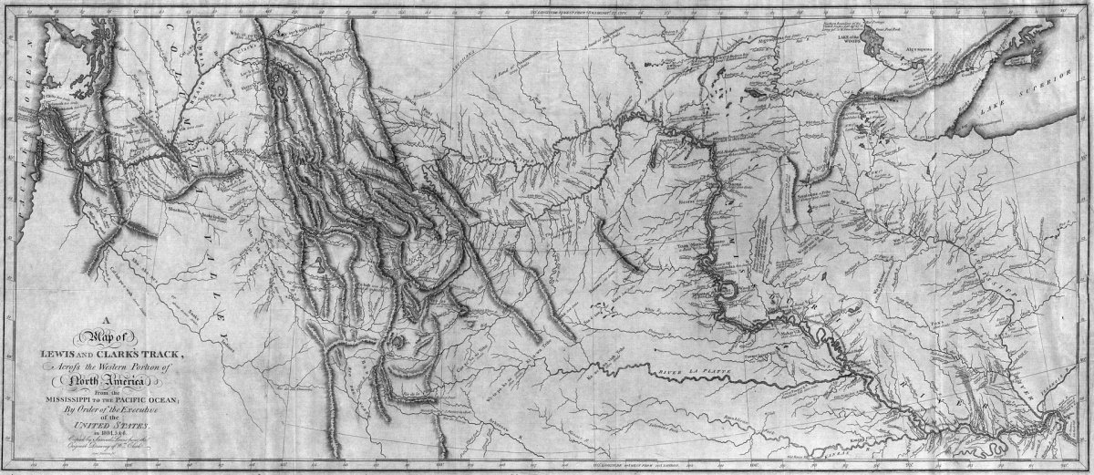 El famoso mapa de la expedición de Lewis y Clark. Modificó el conocimiento de la geografía del noroeste estadounidense.