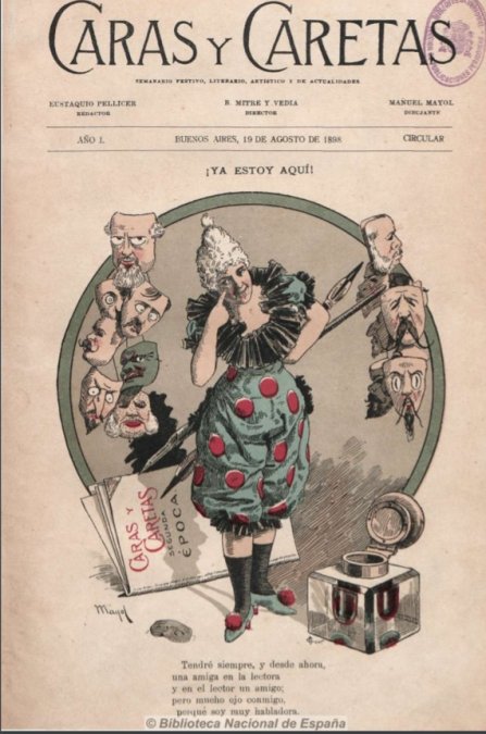 Caras y Caretas - cricular de agosto 1898 que anuncia la salida de la revista.