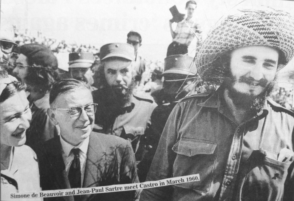 Simone de Beauvoir y Sartre con Fidel Castro.