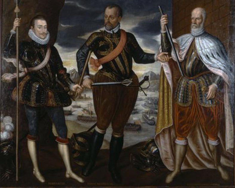 Los vencedores de Lepanto: desde la izquierda, don Juan de Austria, Marco Antonio Colonna y Sebastiano Venier.