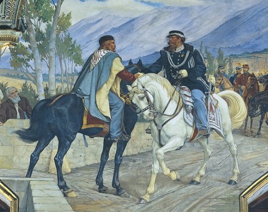Garibaldi y Vittorio Emmanuel II se encuentra en Teano.