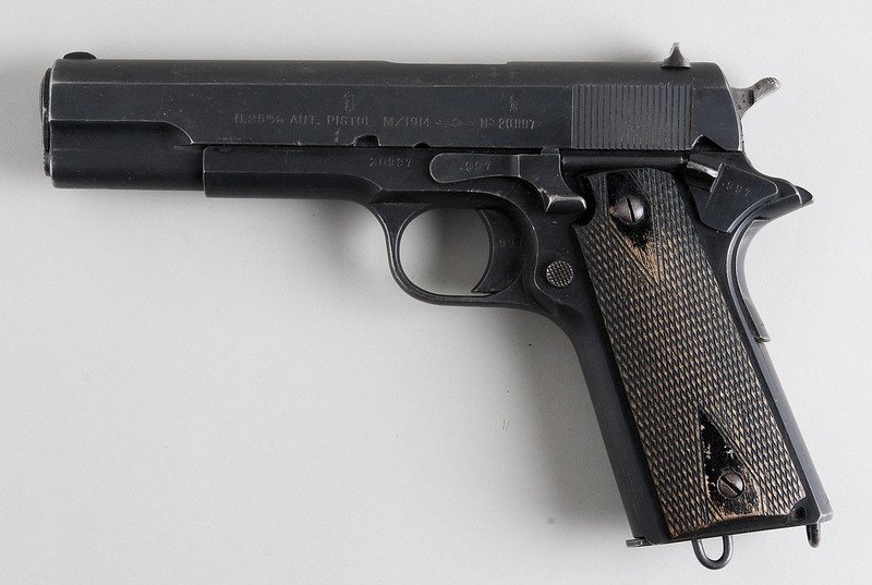 Una de las pistolas M/1914 fabricadas en Noruega en el periodo de entreguerras. Ésta lleva el número de serie 20.997.