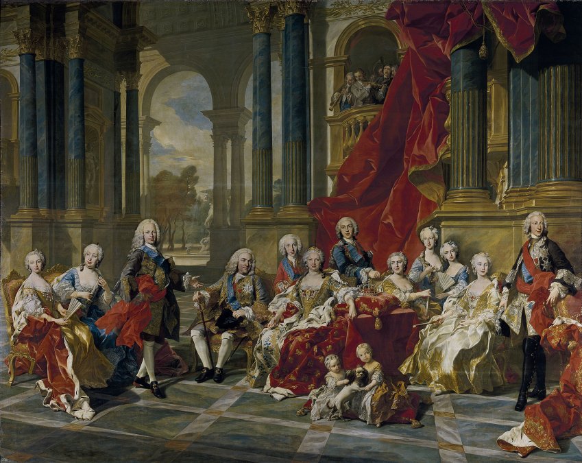 Retrato de la familia de Felipe V, por Louis-Michel van Loo (c. 1743). 