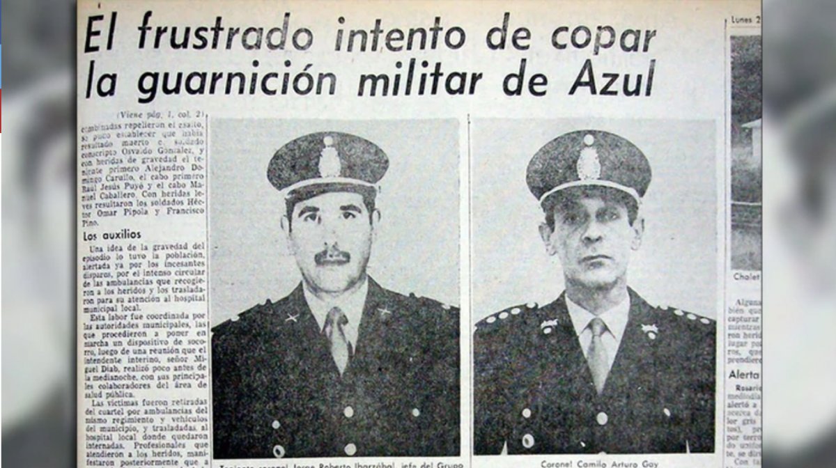 Los guerrilleros secuestraron al coronel Ibarzábal y asesinaron a Camilo Gay, jefe del regimiento-
