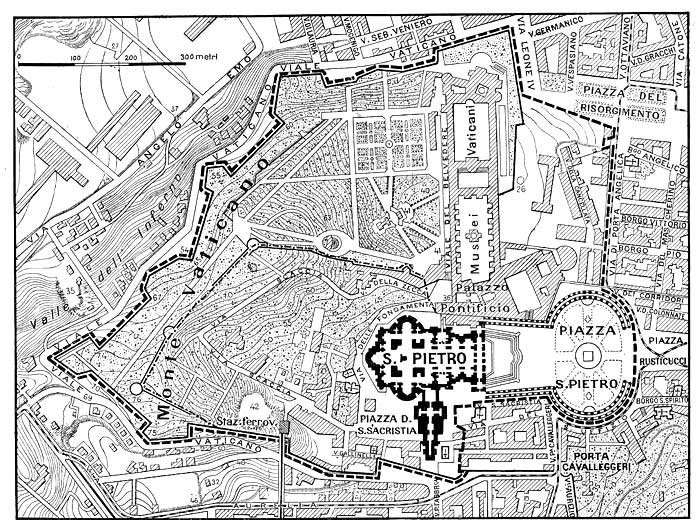 Plano de la Ciudad del Vaticano en 1929.