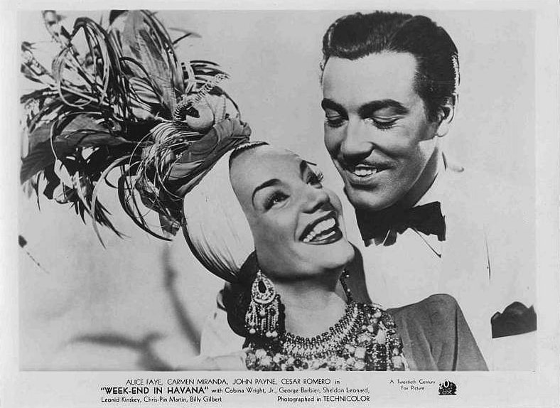 Con Carmen Miranda en A La Habana me voy (película de 1941)