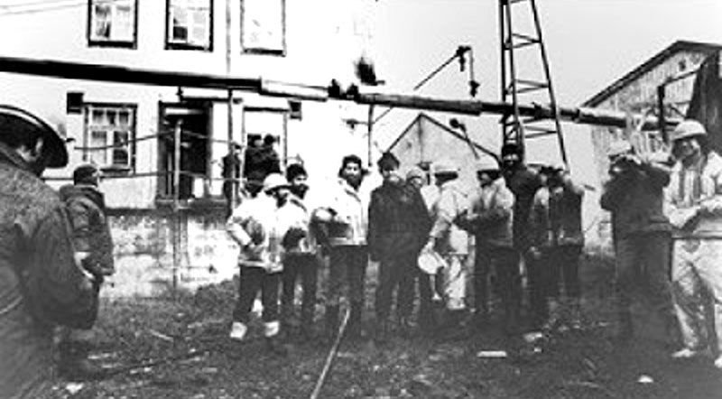 Obreros argentinos en las islas Georgia del Sur.