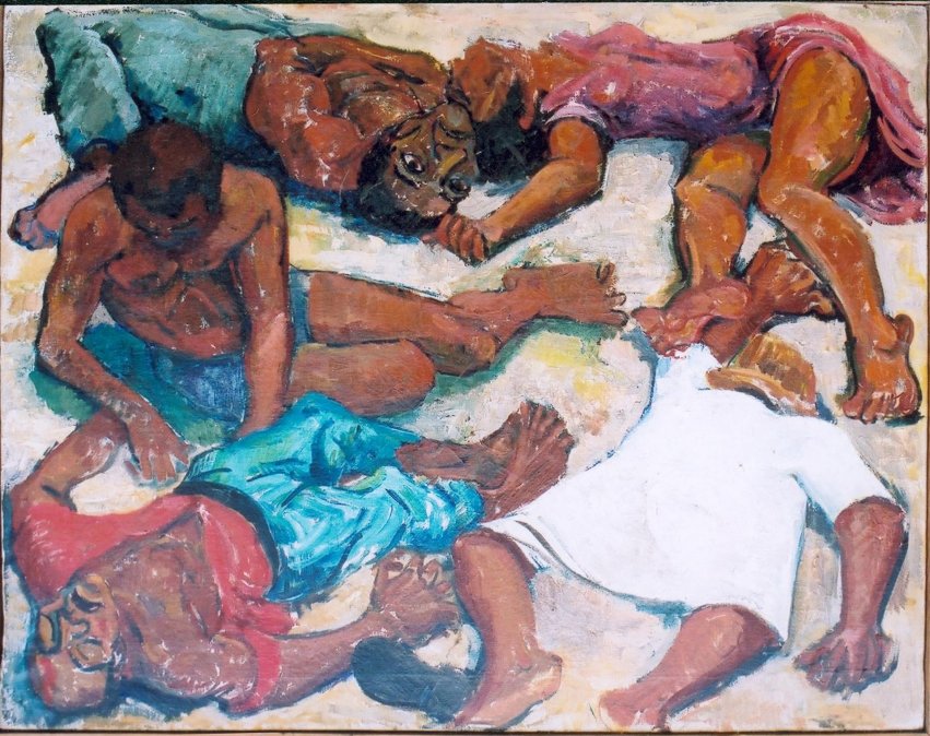 Ilustración sobre la masacre de Sharpeville en 1960.