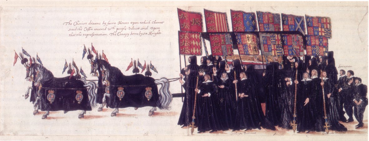 Cortejo fúnebre de Isabel I, atribuido a William Camden (1603).