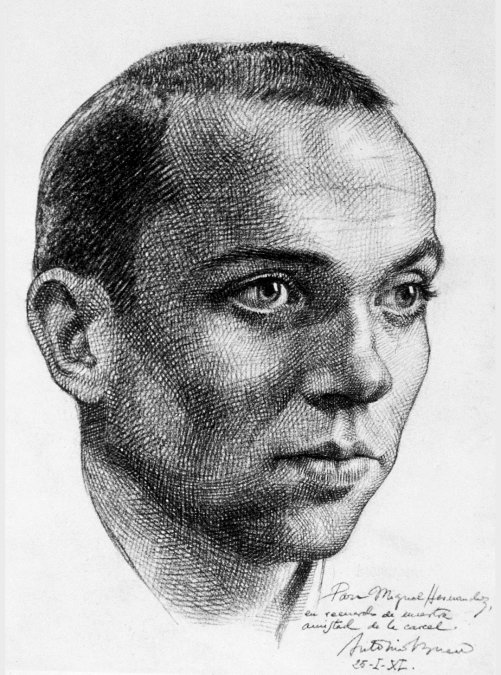 Retrato de Miguel Hernández, enero de 1940 hecho por Antonio Buero-Vallejo.