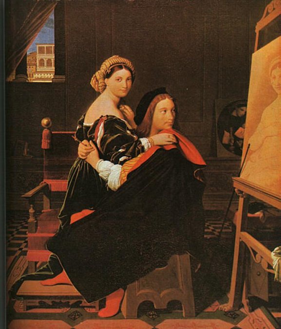 Rafael y La Fornarina por Ingres.