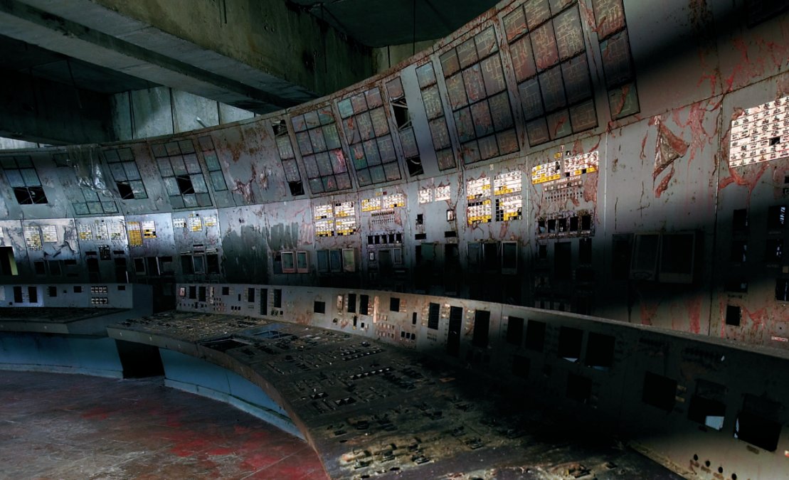 Sala de control: reactor de la Central Nuclear V.I. Lenin de Chernobyl.