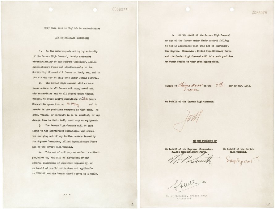 La rendición alemana firmada en Reims, el 7 mayo de 1945