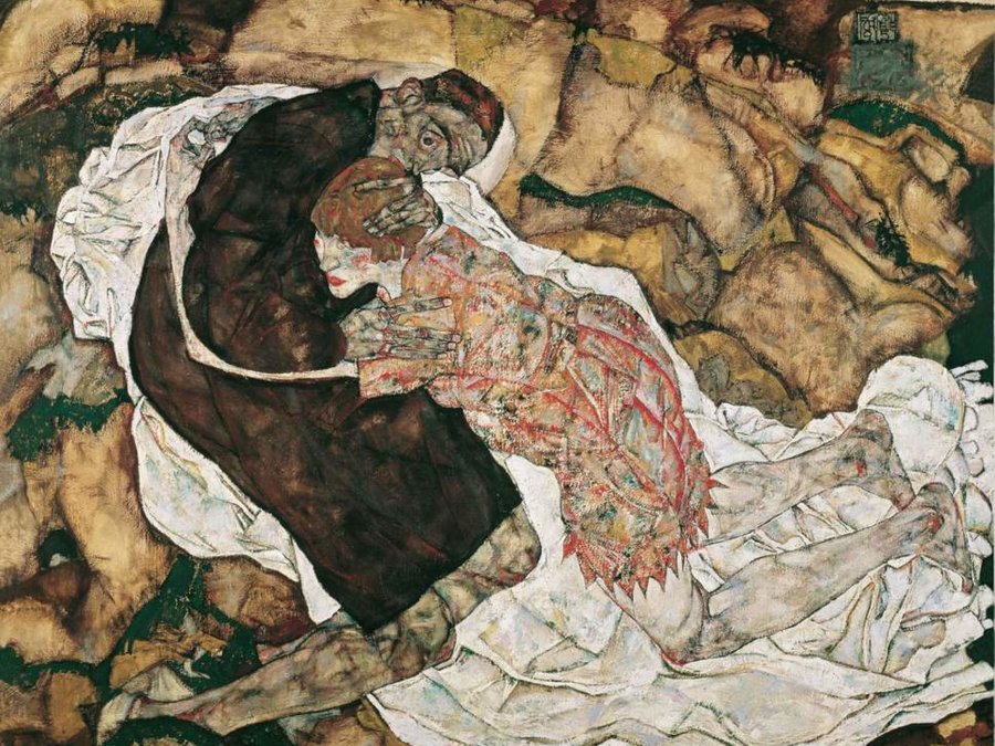 Egon Schiele fue uno de los artistas figurativos más importantes de la primera parte del siglo XX pero apenas alcanzó los 28 años de vida. Schiele falleció en otoño de 1918 víctima de la gripe española que asoló Viena. Su mujer, Edith, había muerto tres días antes a causa también de la enfermedad. Este cuadro, titulada 