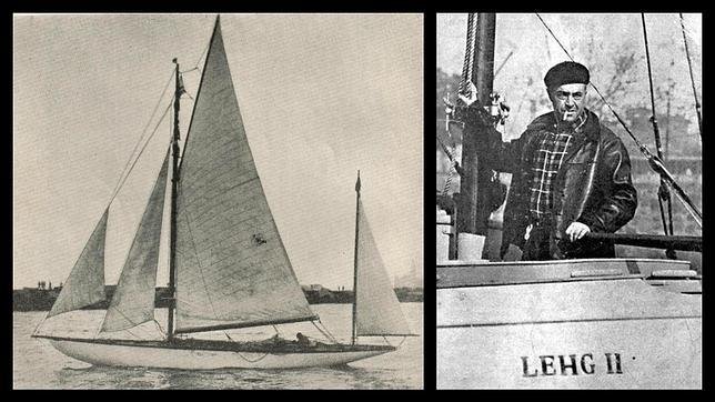 Vito Dumas, en el Lehg II, el velero con el que dio la vuelta al mundo 
