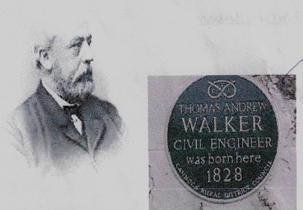 Thomas A. Walker y placa ubicada en el frente de su casa natal