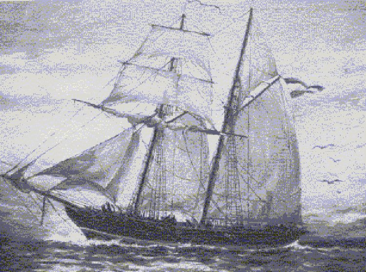 La goleta Sarandí, del comodoro John Halsted Coe, que comandaba el bloqueo del puerto de Buenos Aires