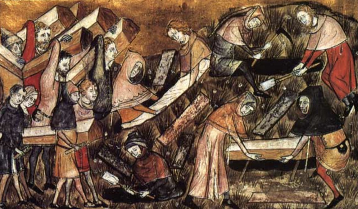La plaga en Tornai en 1394 • Gilles le Muisit • Biblioteca Real Alberto I, Bruselas, Bégica.