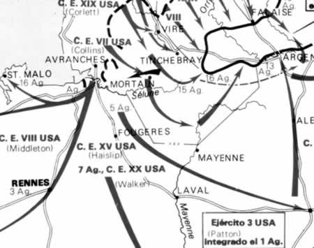 Mapa de la Operación Cobra