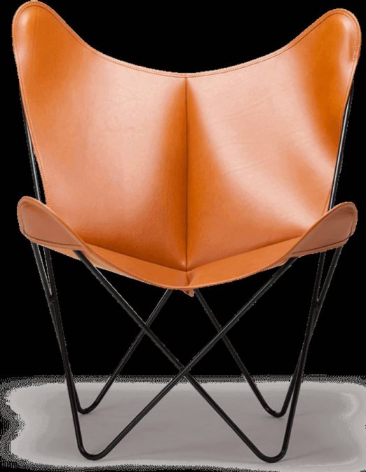 La silla BKF, del Grupo Austral, con estructura de tubo de acero y una gran pieza de cuero que se sujeta en los extremos de esta estructura formando un asiento suspendido. También conocida como la sill mariposa, es un icono en el diseño moderno.