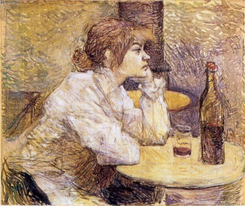 La Buveuse (La bebedora) - Retrato de Suzane Valadon por Henri de Toulouse-Lautrec.