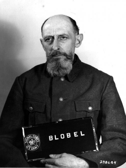 Paul Blobel durante el Tribunal de  Nuremberg en marzo de 1948