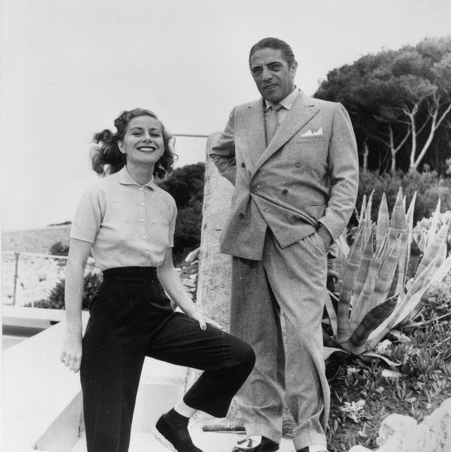 Athina Livanos y Aristóteles Onassis en 1955.