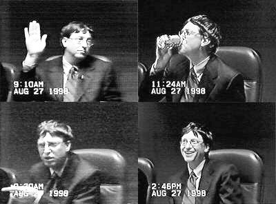 Bill Gates durante una litigación antimonopolio en el año 1998