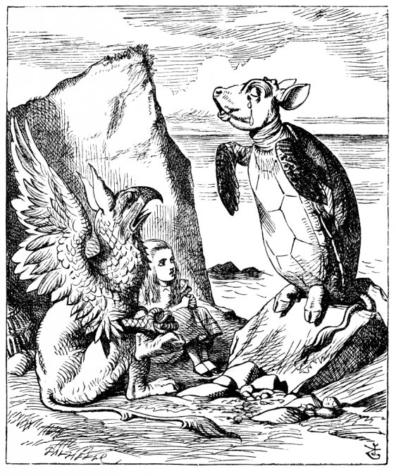 El Gryphon y la falsa tortuga por John Tenniel