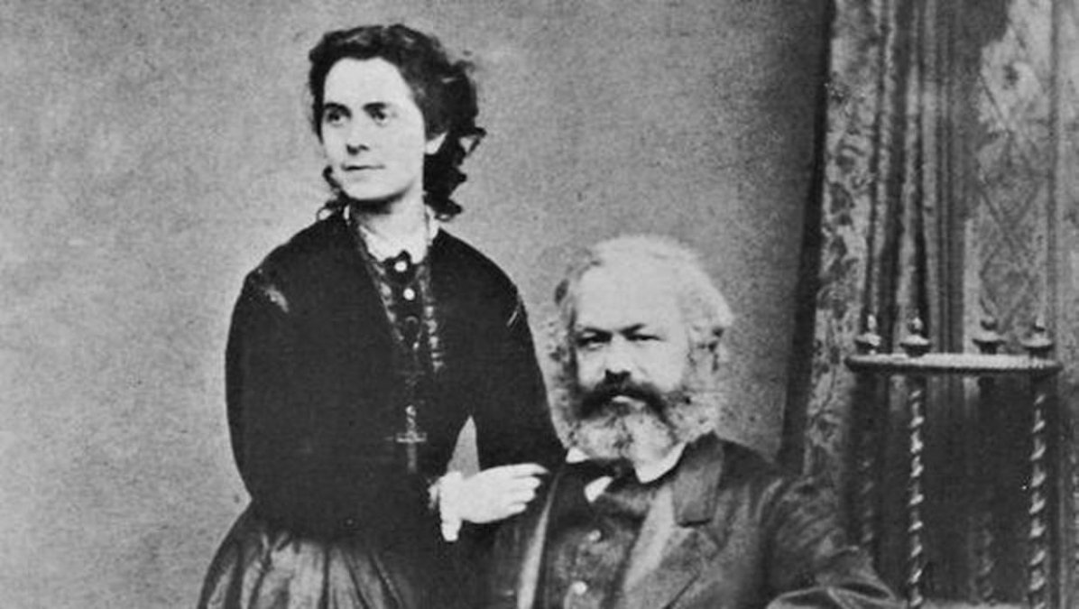 Marx con su esposa Jenny von Westphalen, escritora y pensadora política