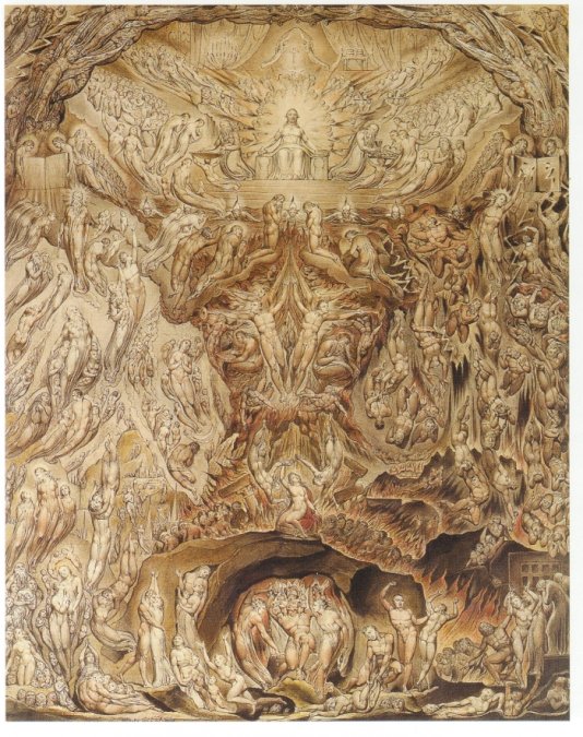 Precursor de Una visión del Juicio Final. Acuarela representada en la carta enviada a Humphry, por William Blake (DP)