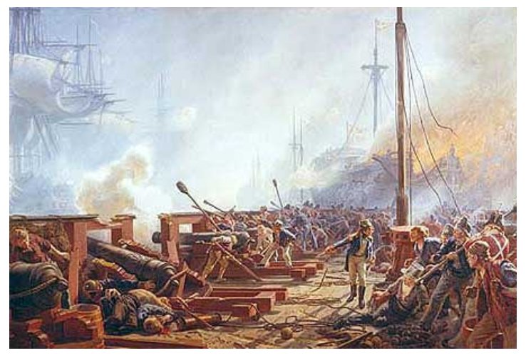 Willemoës a bordo de un buque de la batería flotante danesa de Gernerske en la batalla de Copenhagen. 