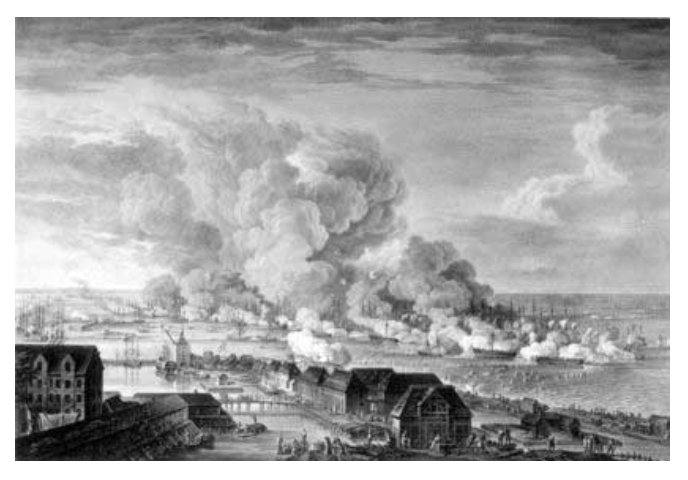 Battle of Copenhagen Roads April 2, 1801. (Pintura de C. A. Lorentzen, de los archivos del Museo Naval Danés)