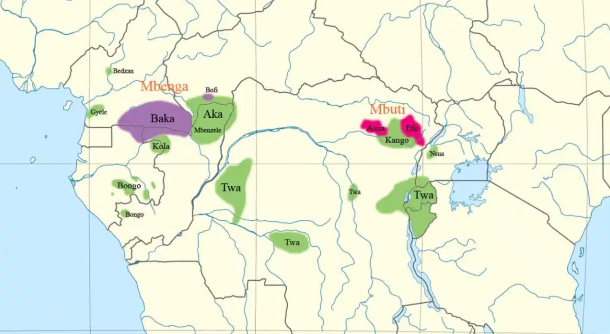 Distribución de los pigmeos por África