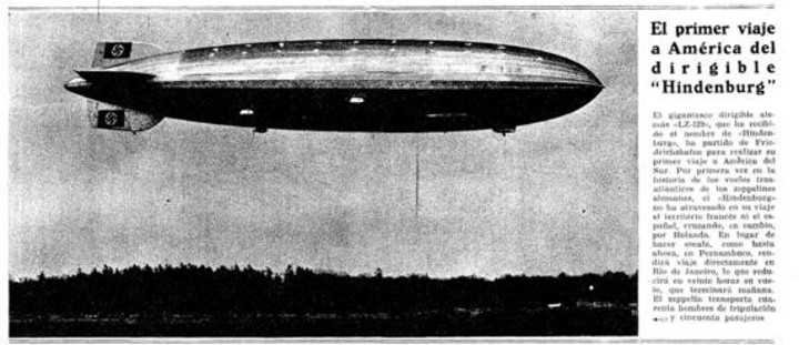 Zeppelin Hindenburg en las noticias