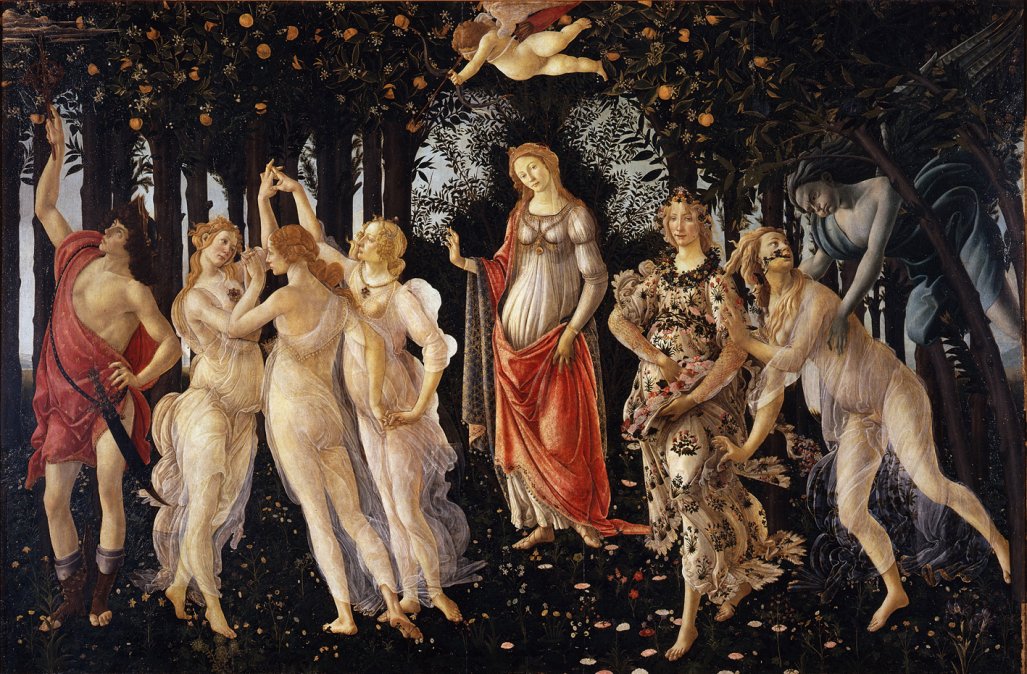 La primavera, 1480-81, Galería de los Uffizi, Florencia.
