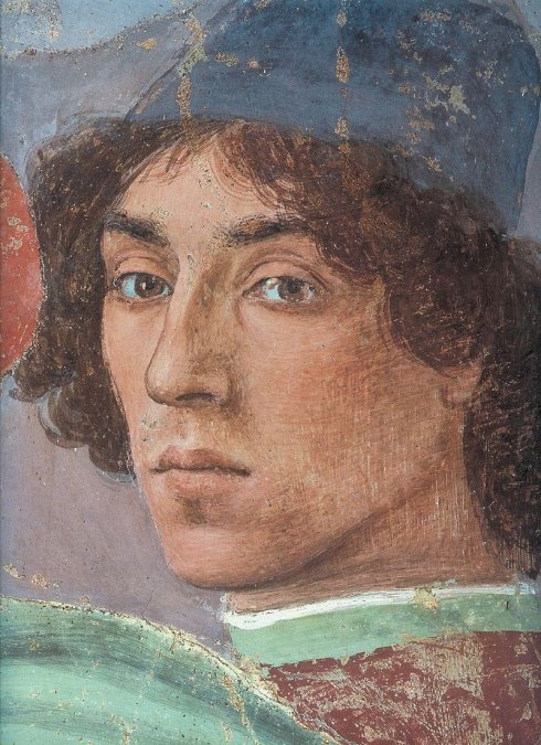 Autorretrato de Filippino Lippi, 1481-82, en un fresco en la Capilla de Santa Maria del Carmine, Florencia.