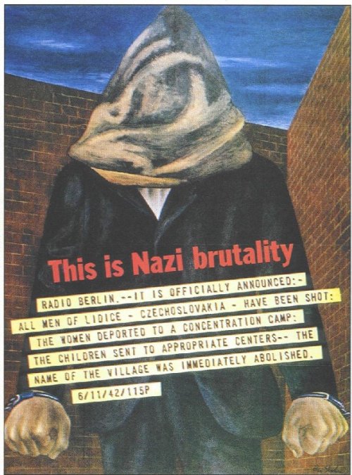 Cartel con el lema «esto es brutalidad nazi» en referencia a la masacre de Lídice, por Ben Shahn (1943).