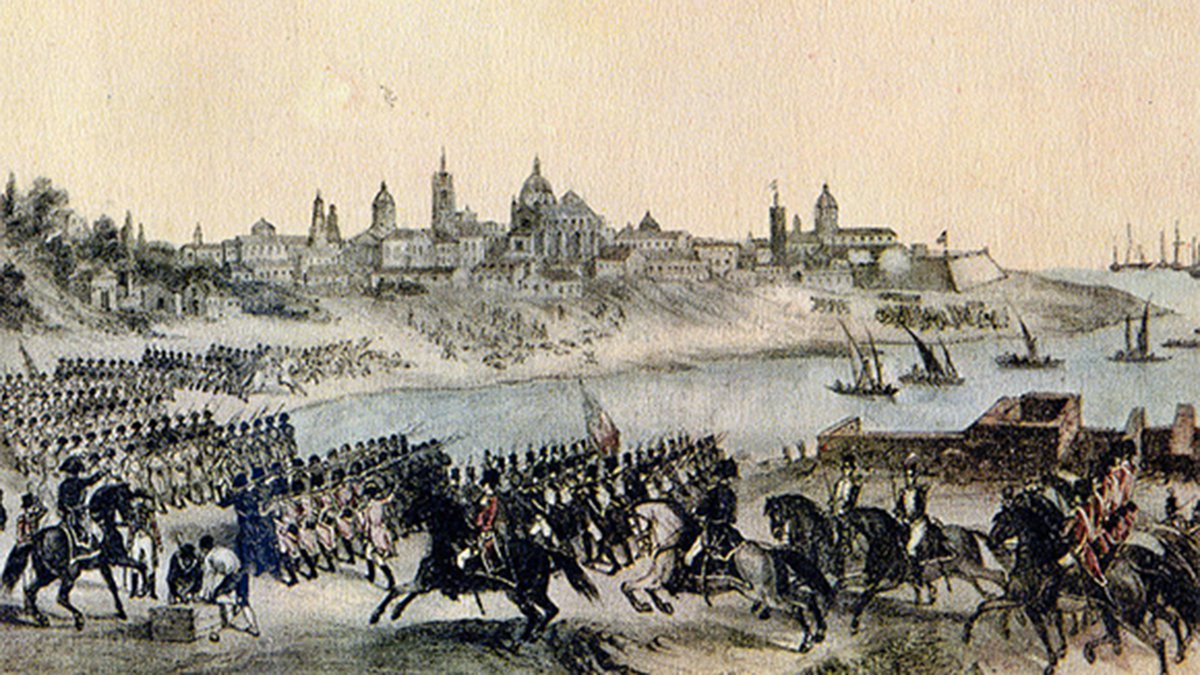 El 27 de junio de 1806, las tropas inglesas se dirigen a Buenos Aires  desde Ensenada, donde desembarcaron. Casi sin luchar tomaron la ciudad.